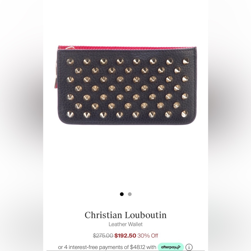 ♥️🍷Christian Louboutin Black Wallet with Gold Studs